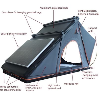 3-4 Person Waterproof Hard Shell Rooftop Camper For Van Jeep SUV Truck