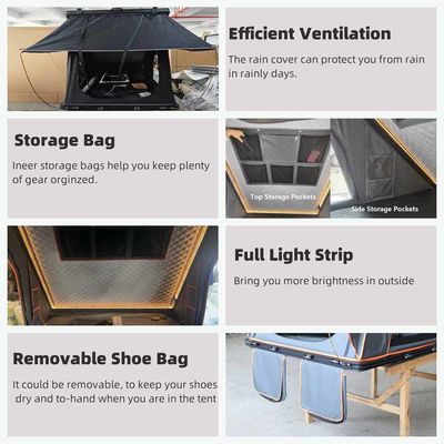 2-3 Person Car Rooftop Tent With 320G Polyester Cotton Hardshell Rooftop Tent