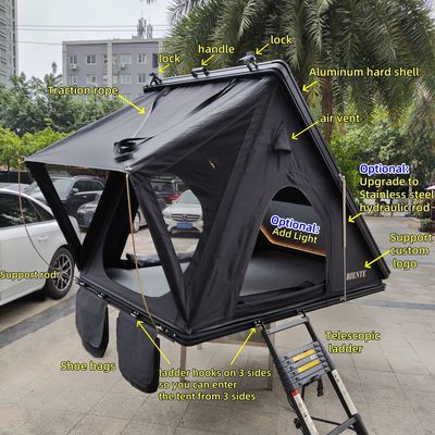 2-3 Person Car Roof Mounted Tent 210x132cm Aluminum Hardshell Telescopic Ladder