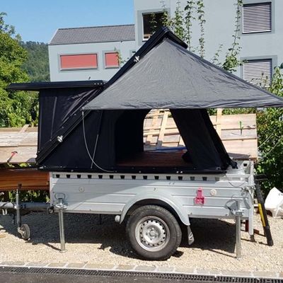 Convenient Aluminum Roof Top Tent 210*130*150CM 320G Polyester Cotton Hard Shell Car Tent
