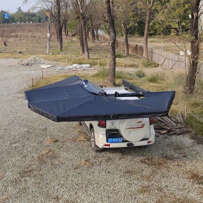 Large Space Black 270 Degree Batwing Awning With LED Light 600D Oxford Cloth