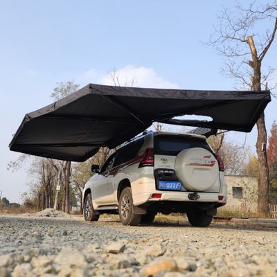 Large Space Black 270 Degree Batwing Awning With LED Light 600D Oxford Cloth