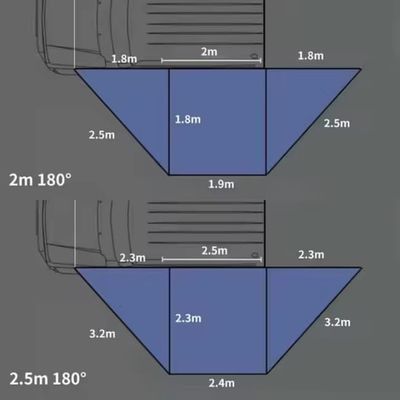 5-6 People 180 Degree Car Awning Free Standing Sunshade For Outdoor Camping
