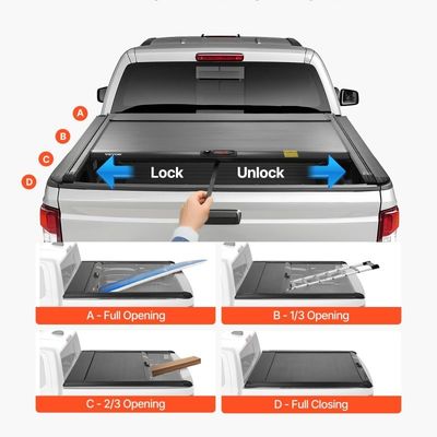 Manual Pickup Truck Bed Covers Aluminum Hard Retractable Tonneau Cover For Ford