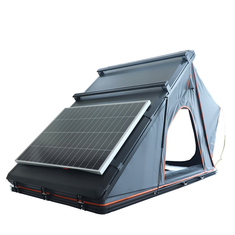 Customized Logo Grey Triangle Rooftop Tent With Aluminum Shell