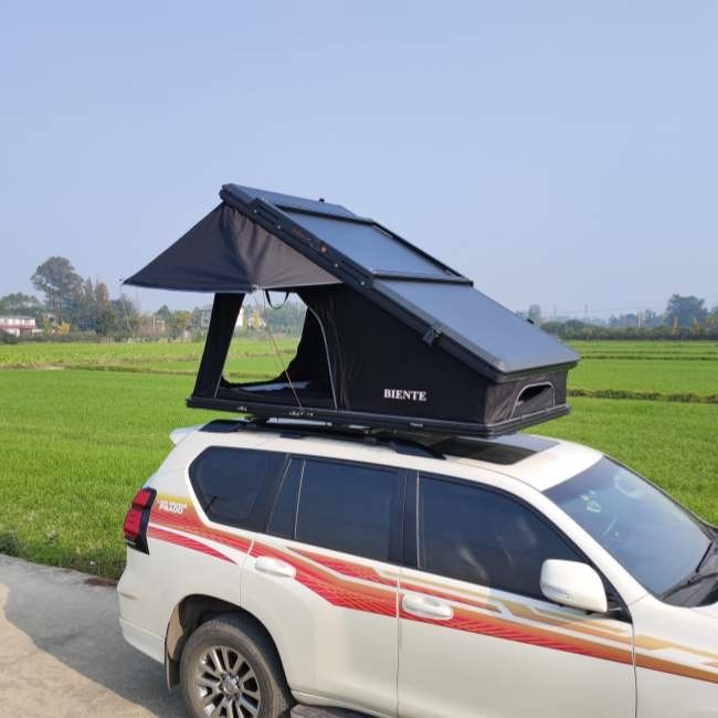 Foldable Truck Triangle Rooftop Tent 320G Polyester Cotton Hard Shell Truck Tent