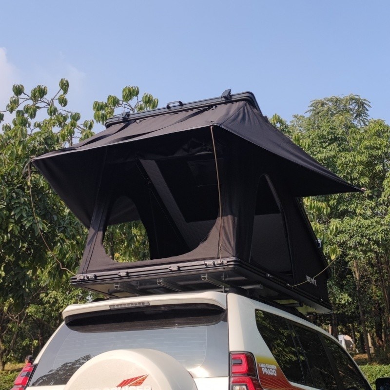 Weather Proof Triangle Rooftop Tent 320G Polyester Cotton Aluminum Roof Top Tent